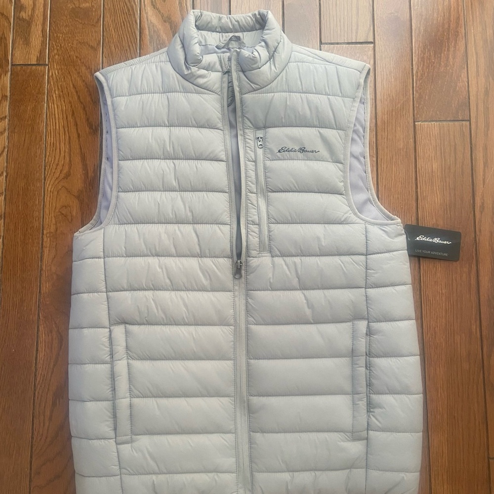 Eddie Bauer Gray/Matte Silver Quilted Vest Size AS